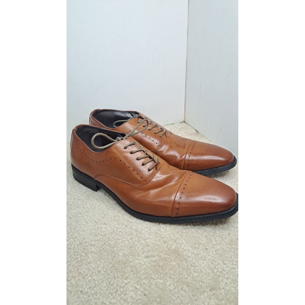 Kenneth Reaction Men's Klay Flex Cap Toe Oxford Shoes Brown Leather Size 11